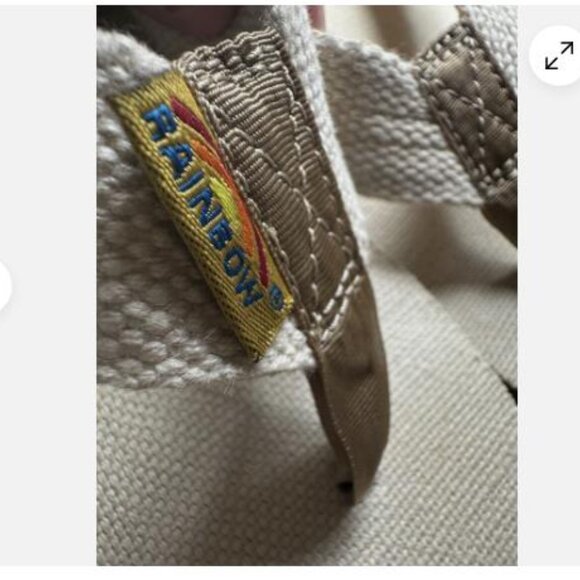 Rainbow Sandals Womens Sz 10 Flip Flop Thong Flats Comfort Beige Fabric Slip On - Picture 7 of 9